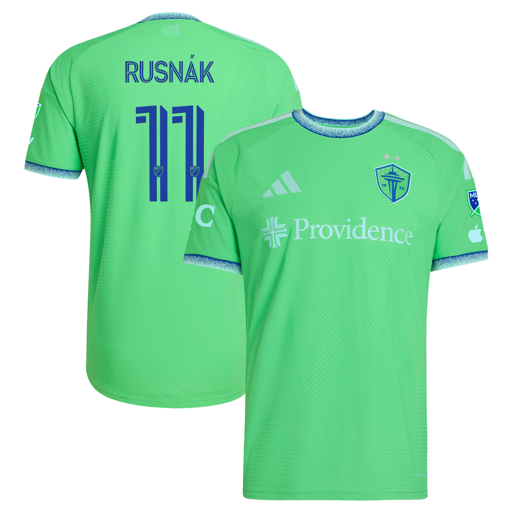 Men's Seattle Sounders FC Albert Rusnak Rave Green 2026 The Evergreen State Kit On-Field Authentic Patch Jersey