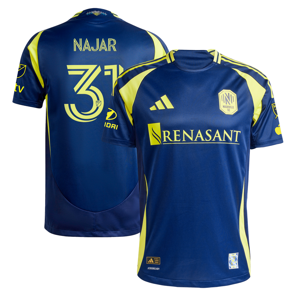 Men's Nashville SC Andy Najar Navy 2025 The Heart of Nashville Kit On-Field Authentic Jersey