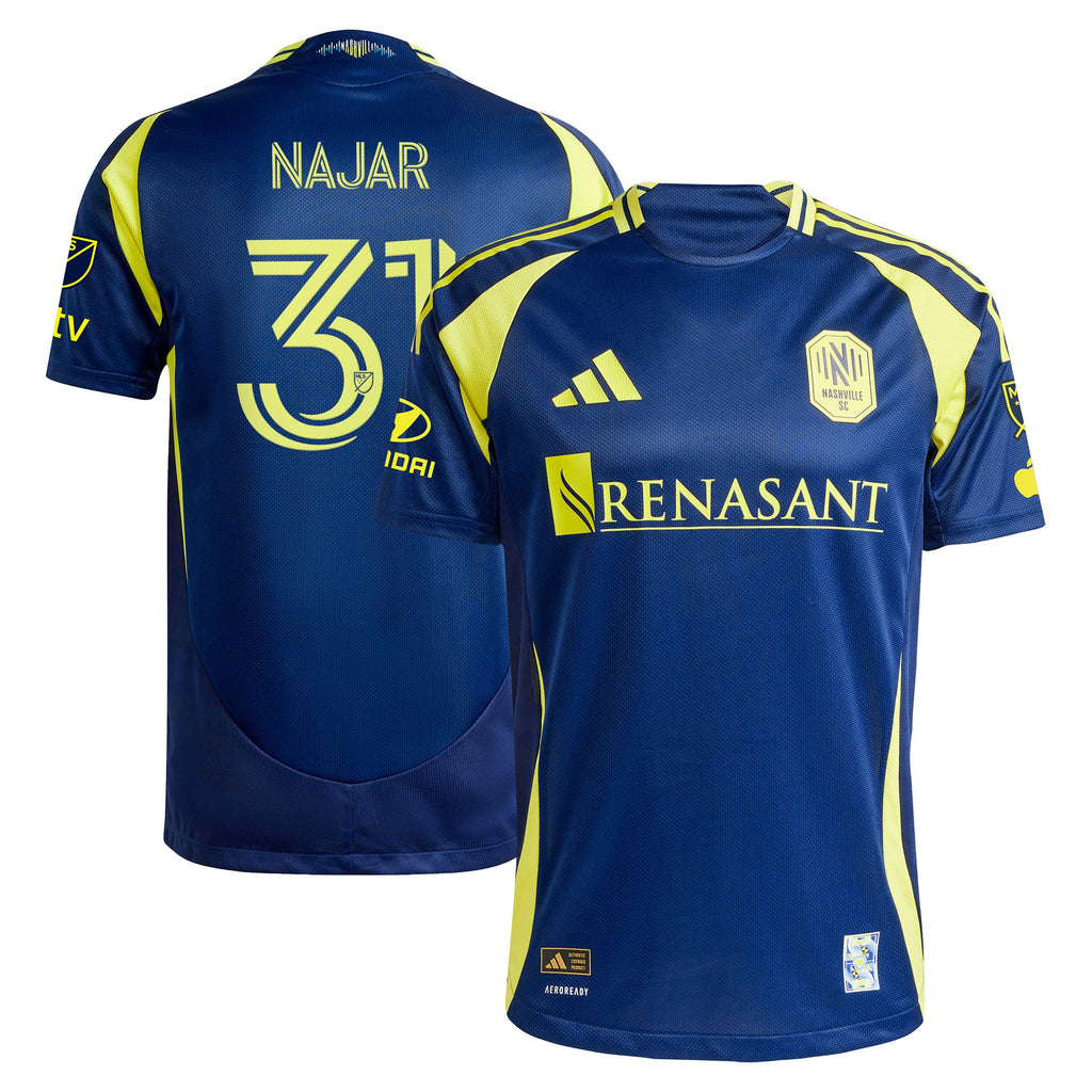 Men's Nashville SC Andy Najar Navy 2025 The Heart of Nashville Kit On-Field Authentic Jersey