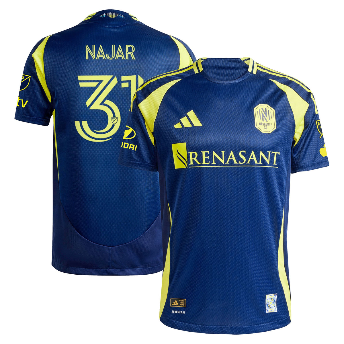 Men's Nashville SC Andy Najar Navy 2025 The Heart of Nashville Kit On-Field Authentic Jersey