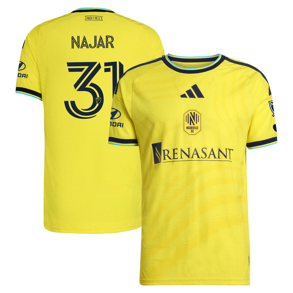 Men's Nashville SC Andy Najar Yellow 2026 The Reverb Kit On-Field Authentic Patch Jersey