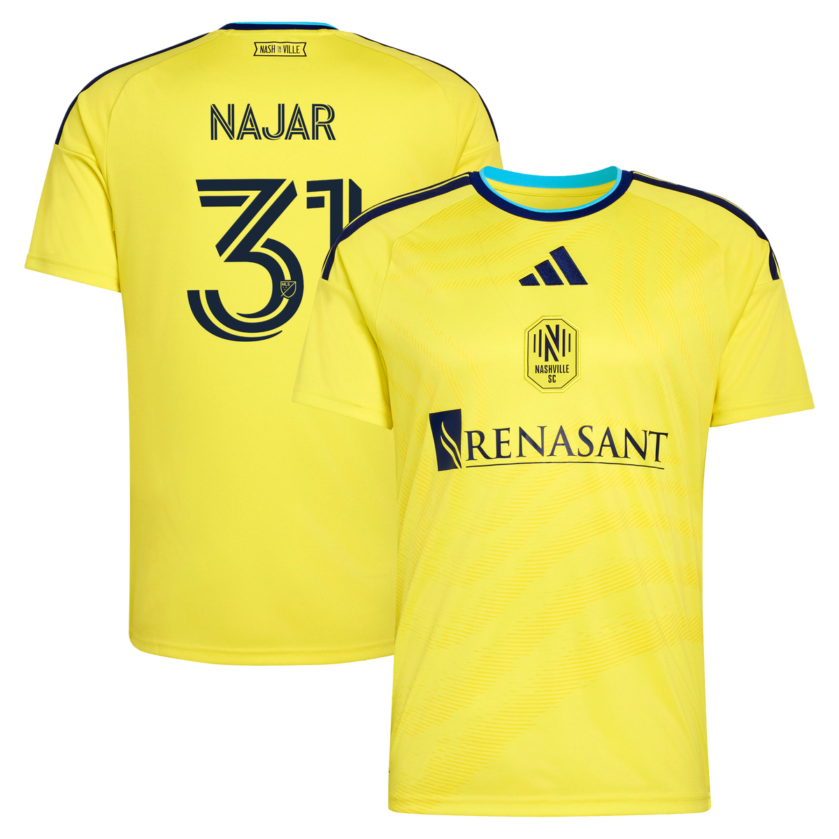 Men's Nashville SC Andy Najar Yellow 2026 The Reverb Kit Replica Jersey