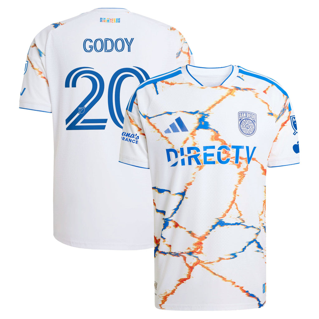 Men's San Diego FC Anibal Godoy White 2026 Unprecedented Unity Kit On-Field Authentic Patch Jersey