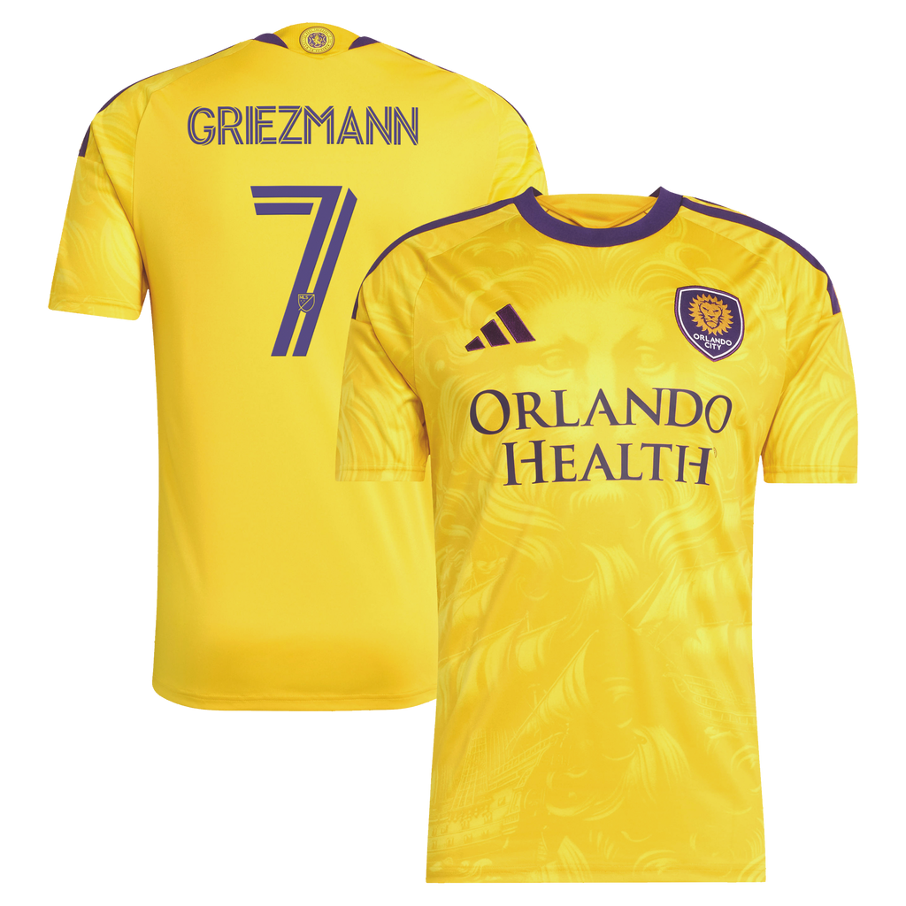 Men's Orlando City SC Antoine Griezmann Yellow 2026 Sunken Treasure Kit Replica Jersey
