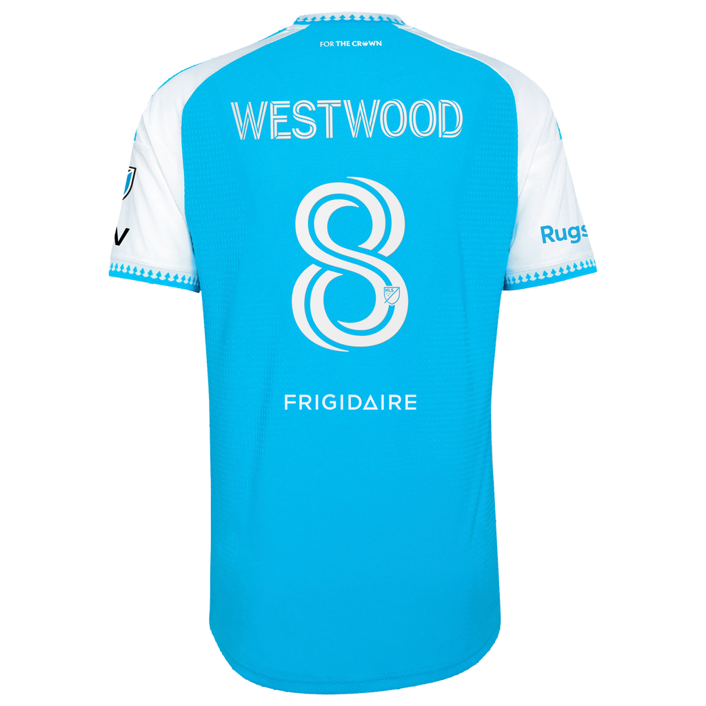 Men's Charlotte FC Ashley Westwood Blue 2026 Carolina Kit: Crowns Up On-Field Authentic Patch Jersey