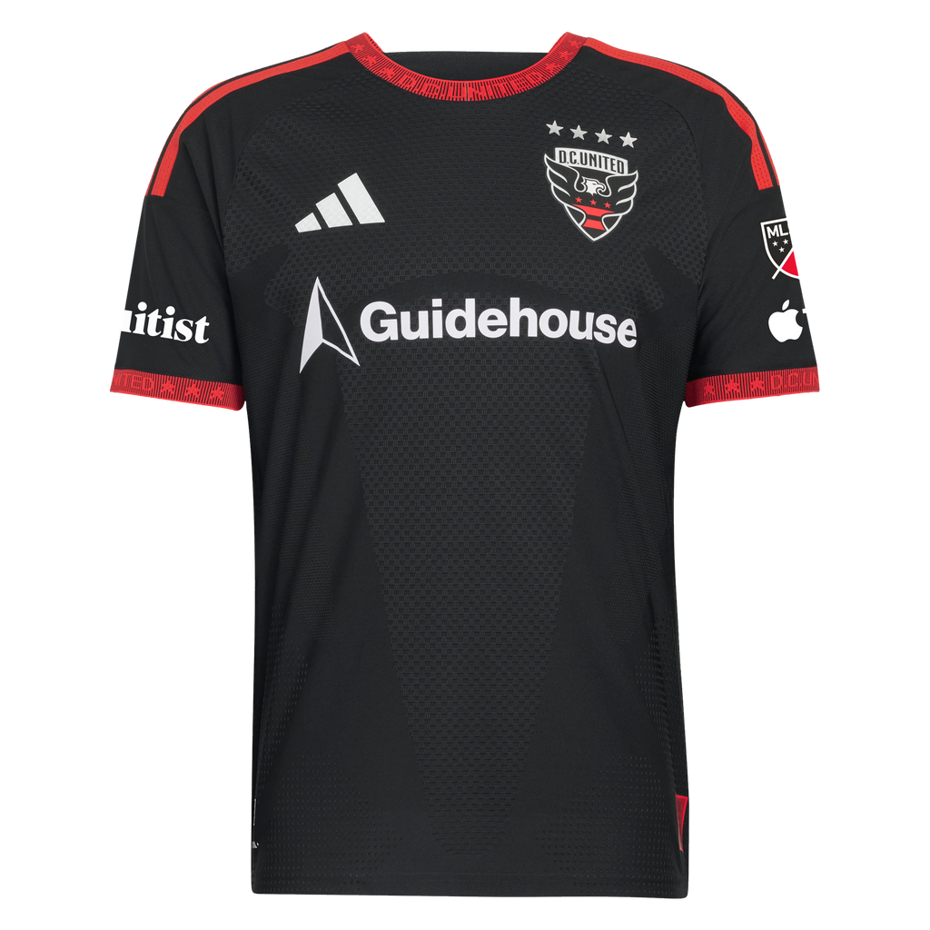 Men's D.C. United Black 2026 Black-and-Red Kit On-Field Authentic Patch Jersey
