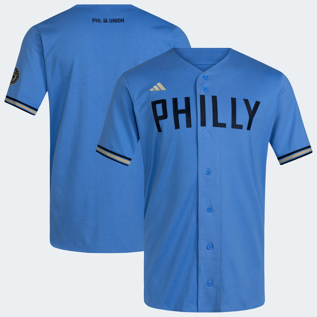 Men's Philadelphia Union Blue MLS x US Sports Baseball Jersey