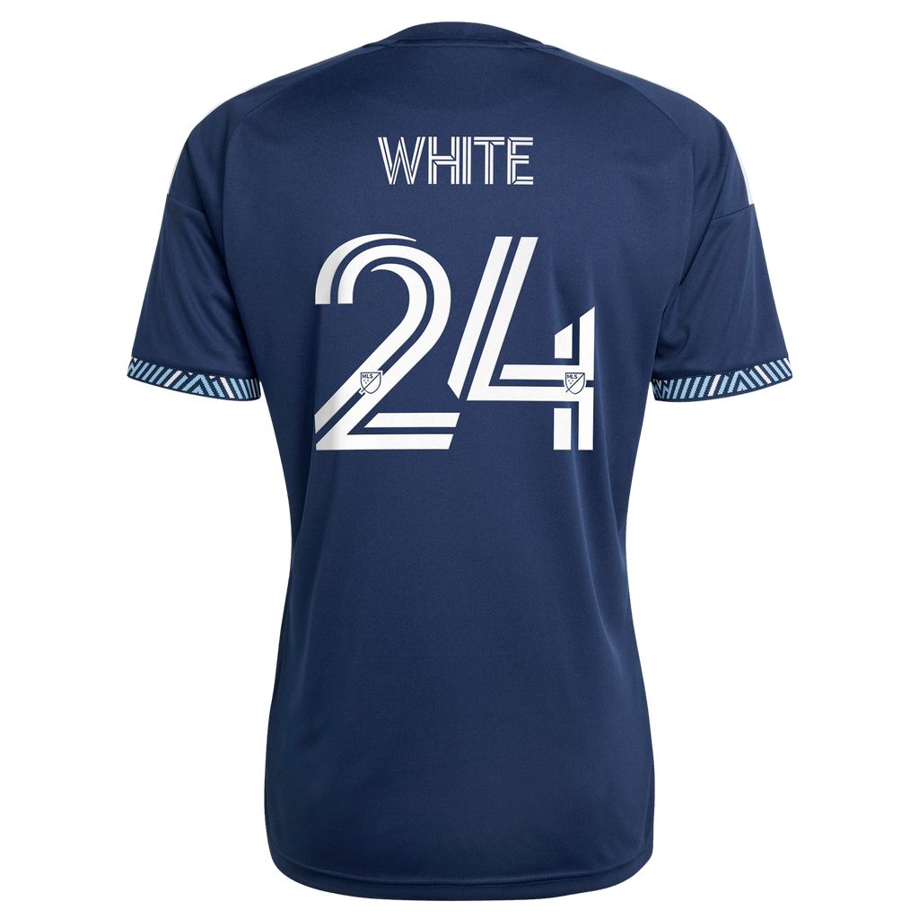 Men's Vancouver Whitecaps FC Brian White Blue 2026 The Coastal Jersey Replica Jersey