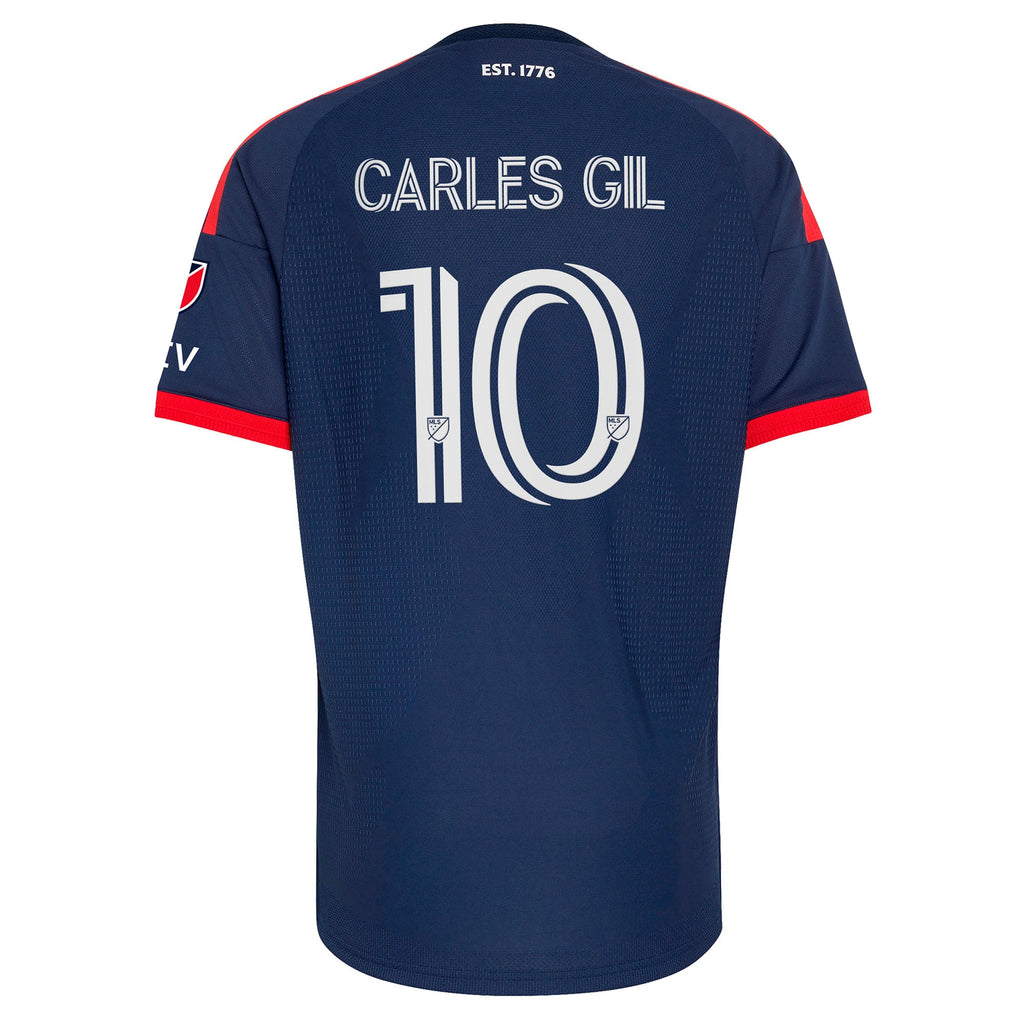 Men's New England Revolution Carles Gil Blue 2026 Independence Day On-Field Authentic Patch Jersey