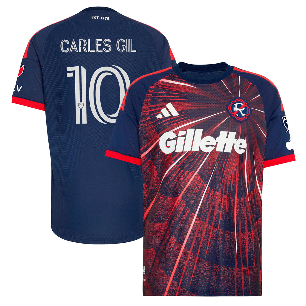 Men's New England Revolution Carles Gil Blue 2026 Independence Day On-Field Authentic Patch Jersey