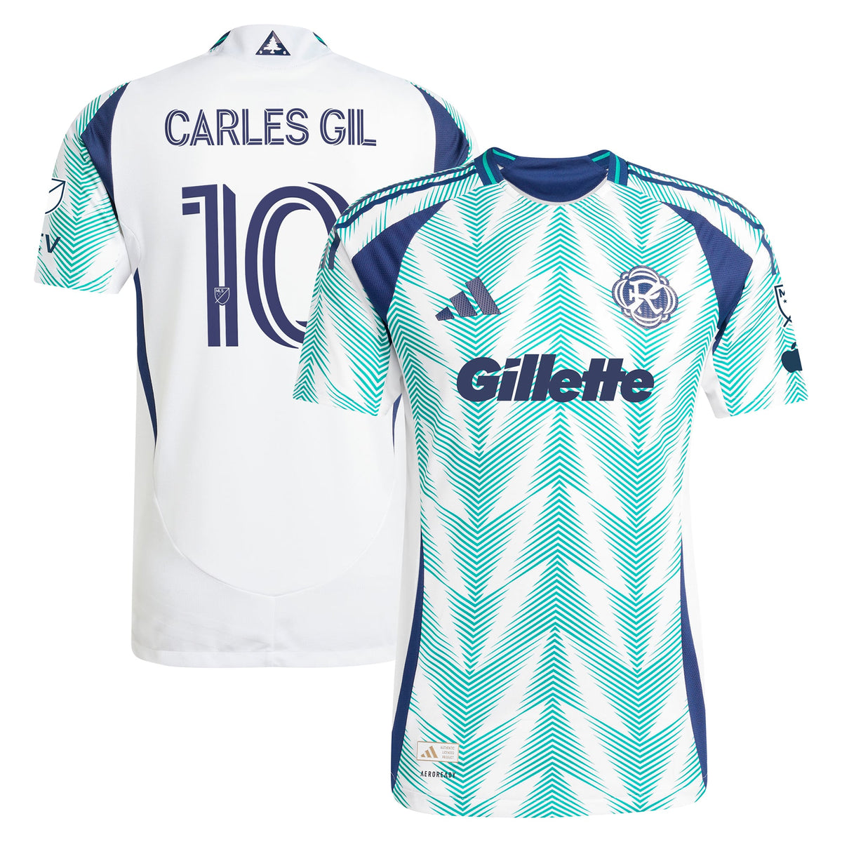 Men's New England Revolution Carles Gil White 2025 Eastern White Pine x Flag of New England Authentic Player Jersey