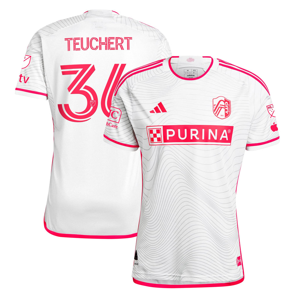 Men's St. Louis City SC Cedric Teuchert White 2024 The Confluence Kit Authentic Player Jersey