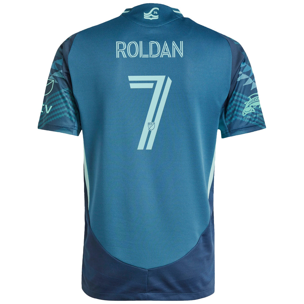Men's Seattle Sounders FC Cristian Roldan Blue 2025 The Salish Sea Kit On-Field Authentic Jersey
