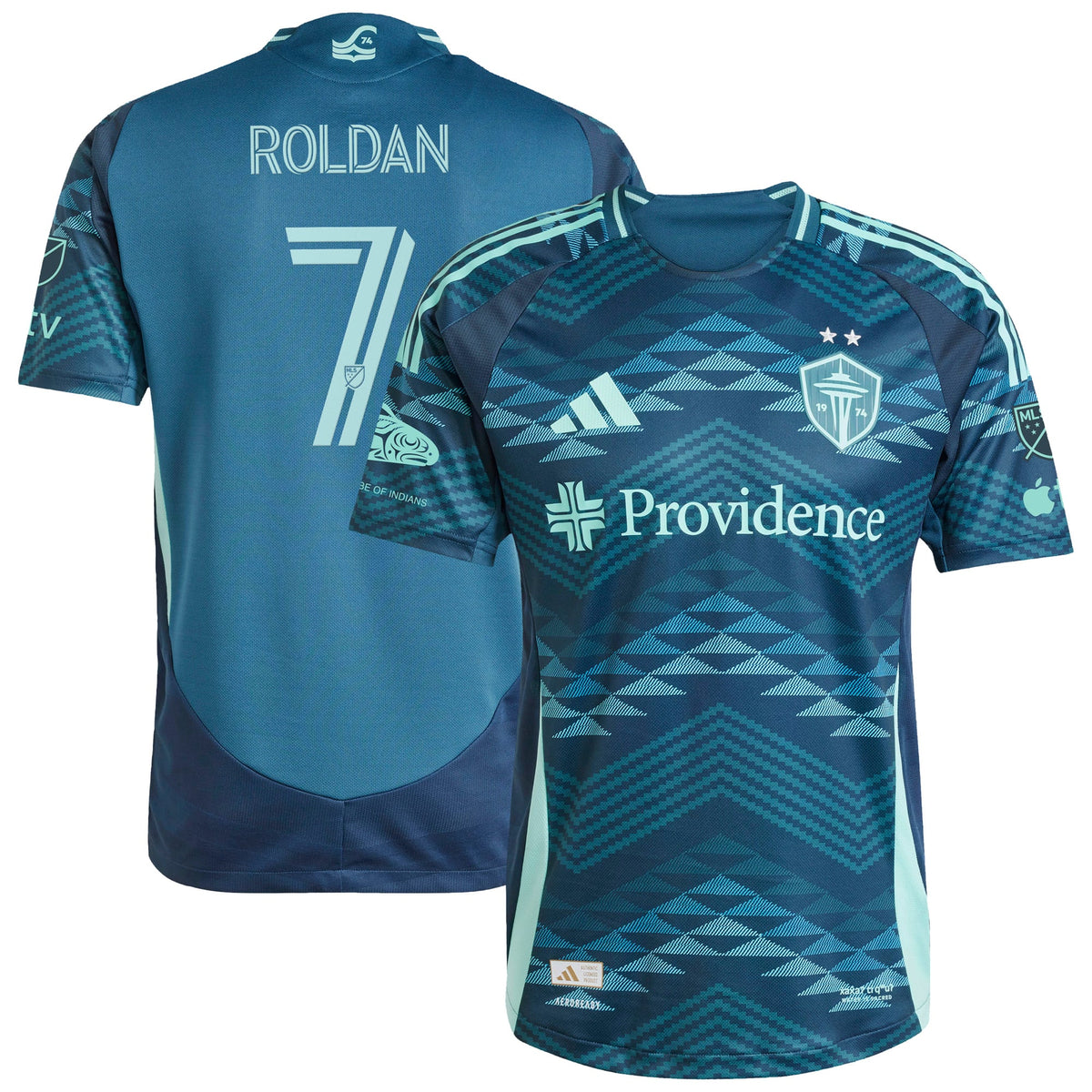 Men's Seattle Sounders FC Cristian Roldan Blue 2025 The Salish Sea Kit On-Field Authentic Jersey
