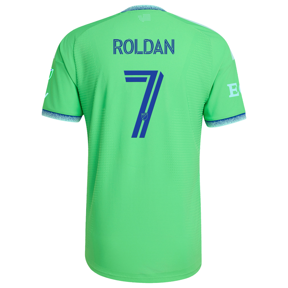 Men's Seattle Sounders FC Cristian Roldan Rave Green 2026 The Evergreen State Kit On-Field Authentic Patch Jersey