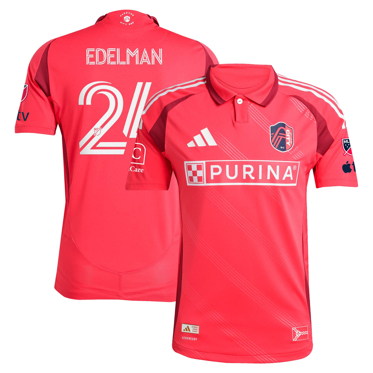 Men's St. Louis CITY SC Daniel Edelman Red 2025 Forever CITY Red On-Field Authentic Jersey