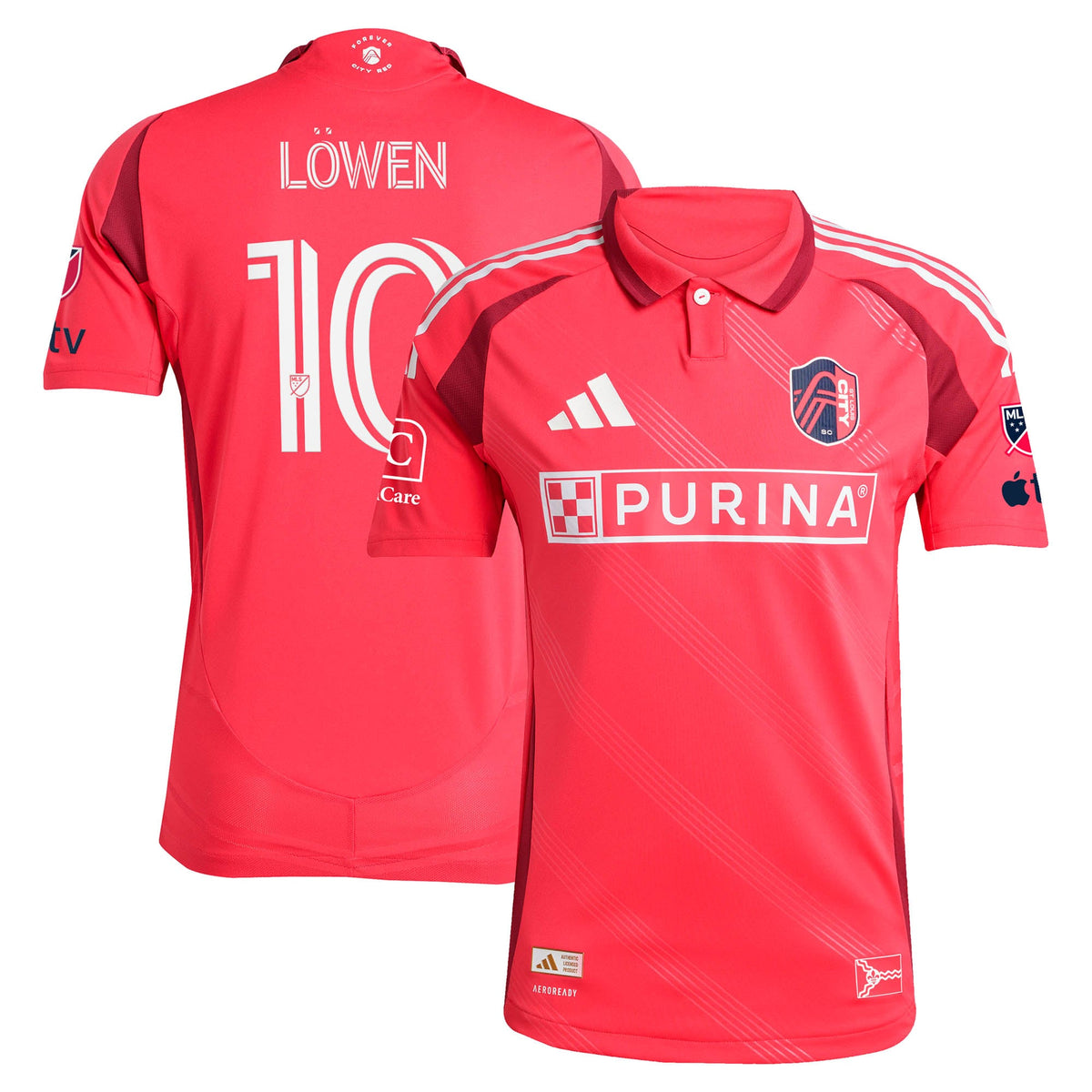 Men's St. Louis CITY SC Eduard Löwen Red 2025 Forever CITY Red On-Field Authentic Jersey