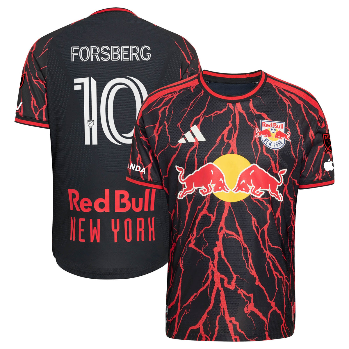 Men's New York Red Bulls Emil Forsberg Black 2026 The Rooted Kit On-Field Authentic Patch Jersey