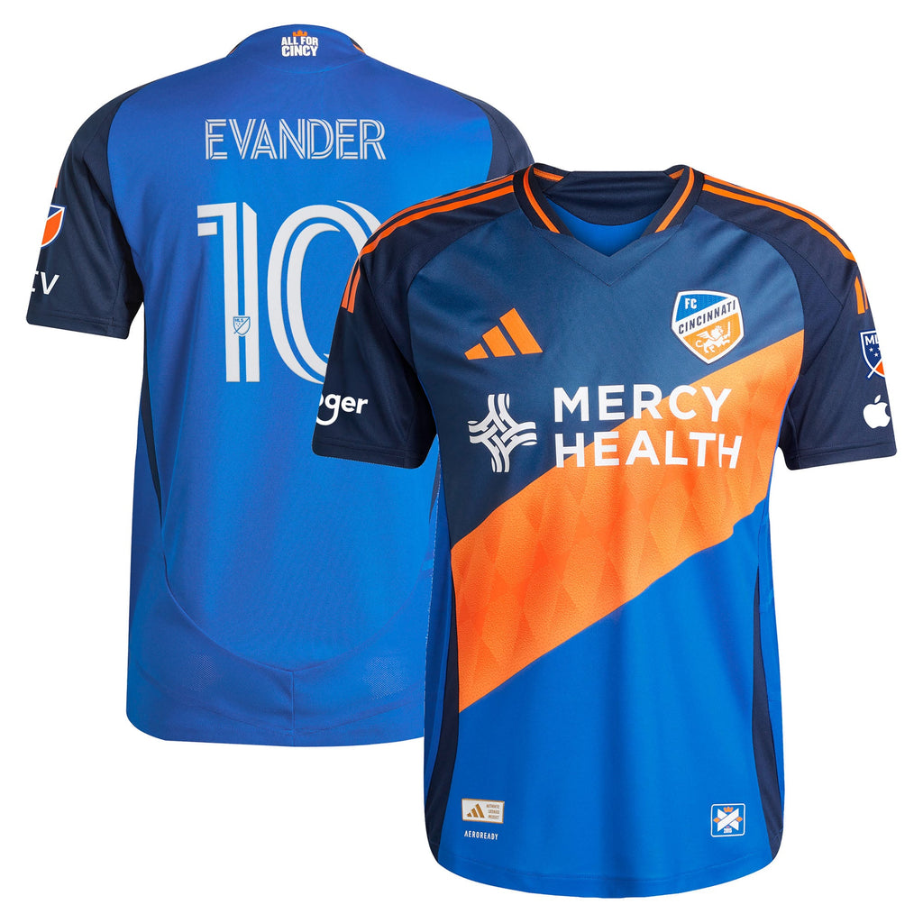 Men's FC Cincinnati Evander da Silva Ferreira Blue 2025 Orange and Blue Legacy Kit On-Field Authentic Jersey
