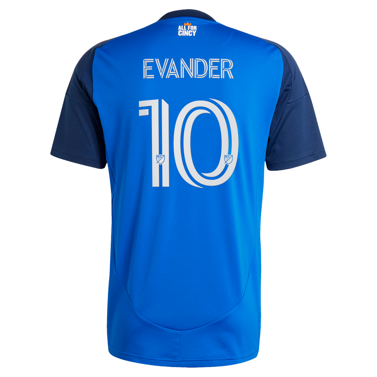 Men's FC Cincinnati Evander da Silva Ferreira Blue 2025 Orange and Blue Legacy Kit Replica Jersey