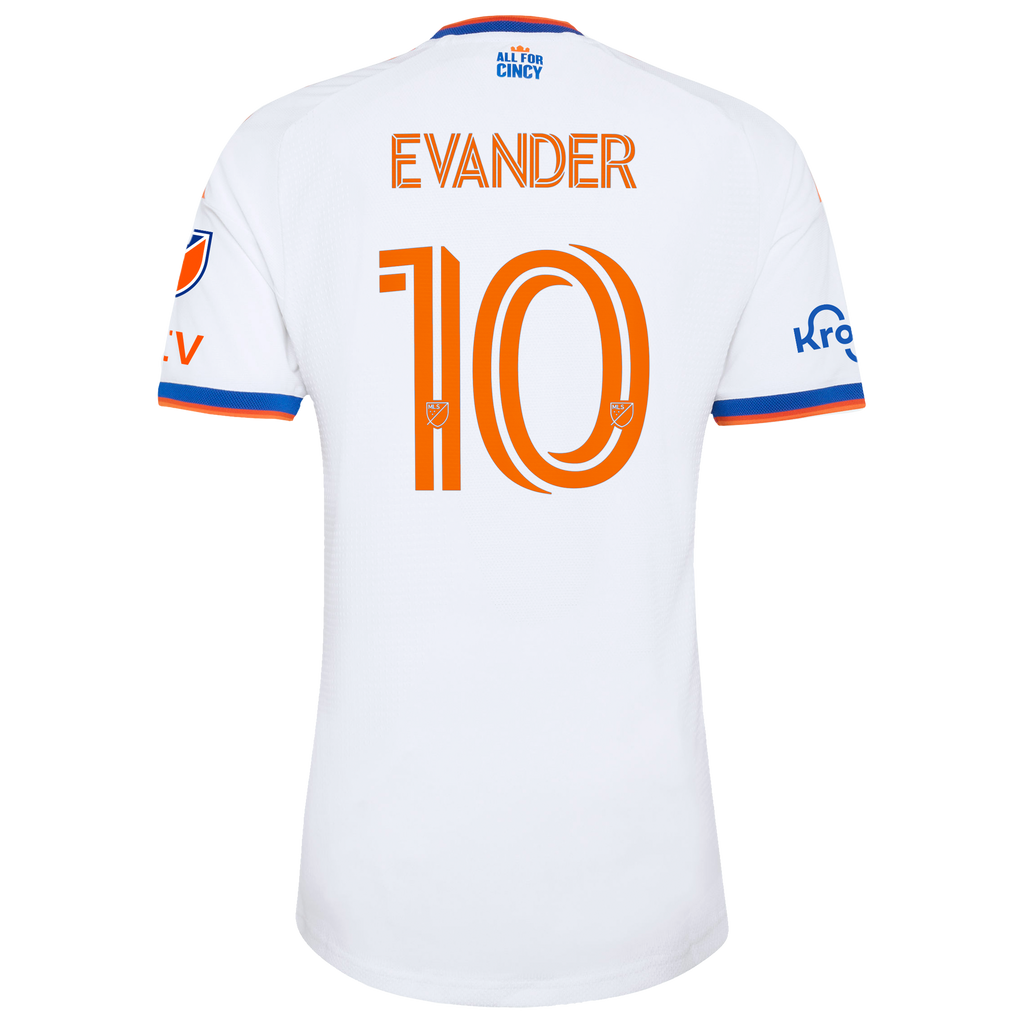 Men's FC Cincinnati Evander da Silva Ferreira White 2026 The Seven Hills Kit On-Field Authentic Patch Jersey