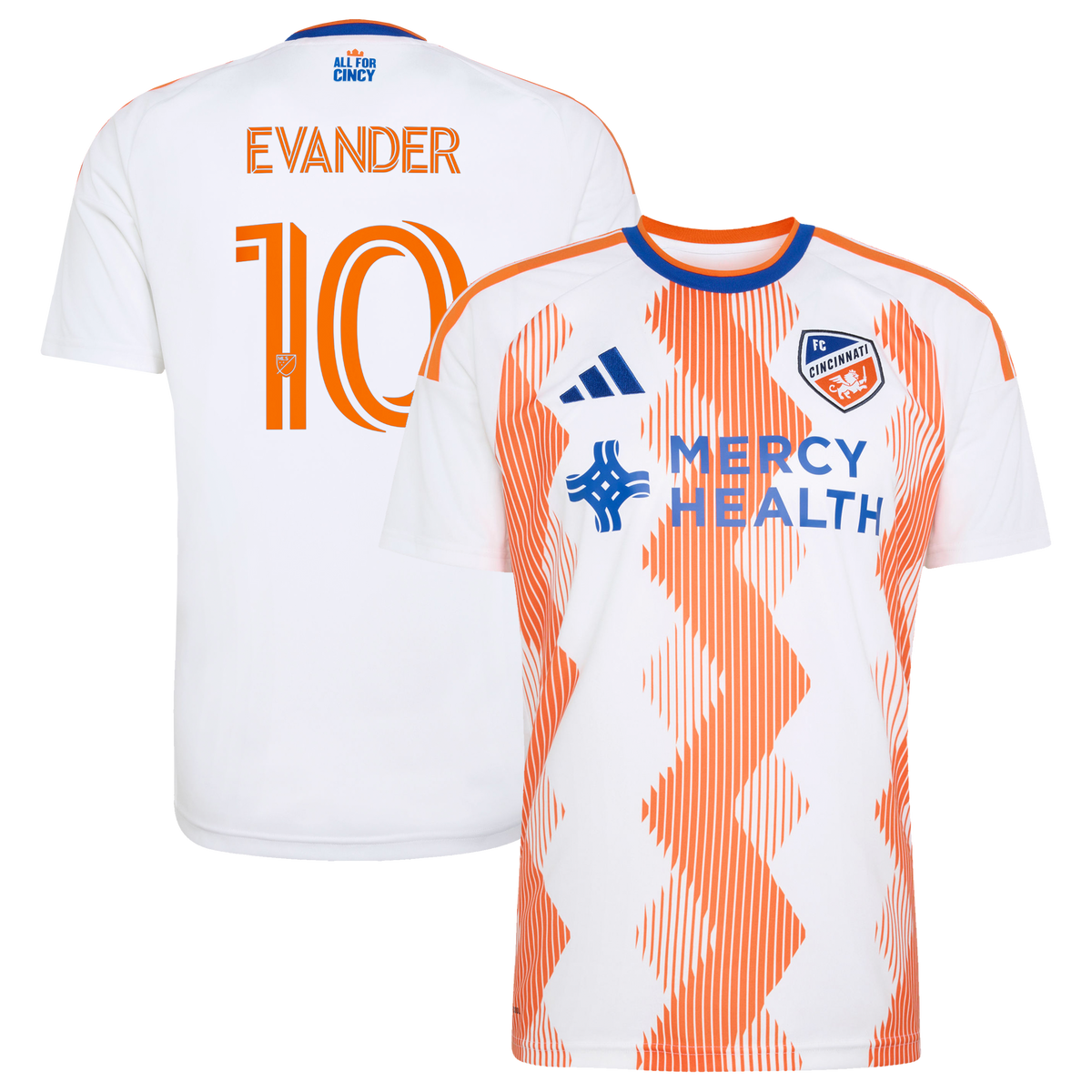 Men's FC Cincinnati Evander da Silva Ferreira White 2026 The Seven Hills Kit Replica Jersey