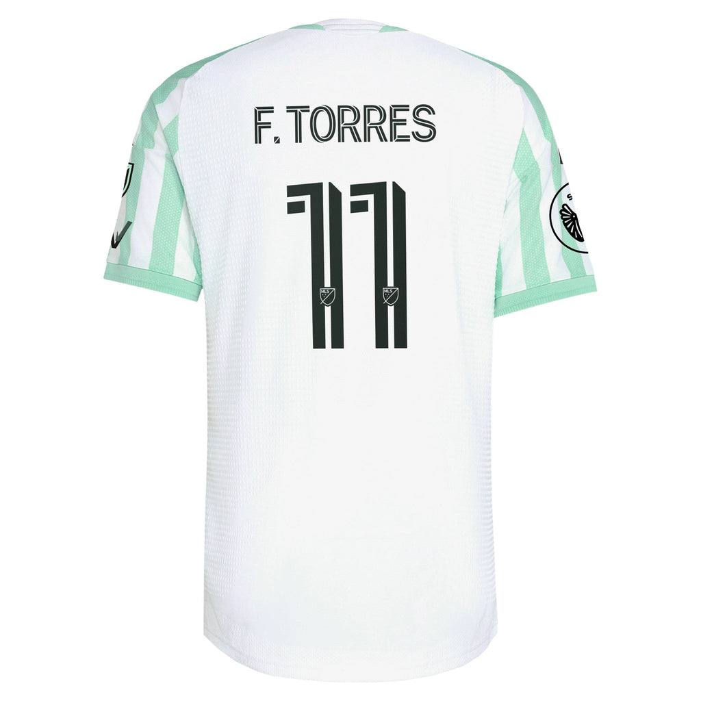 Men's Austin FC Facundo Torres White 2026 The Rooted Kit On-Field Authentic Patch Jersey