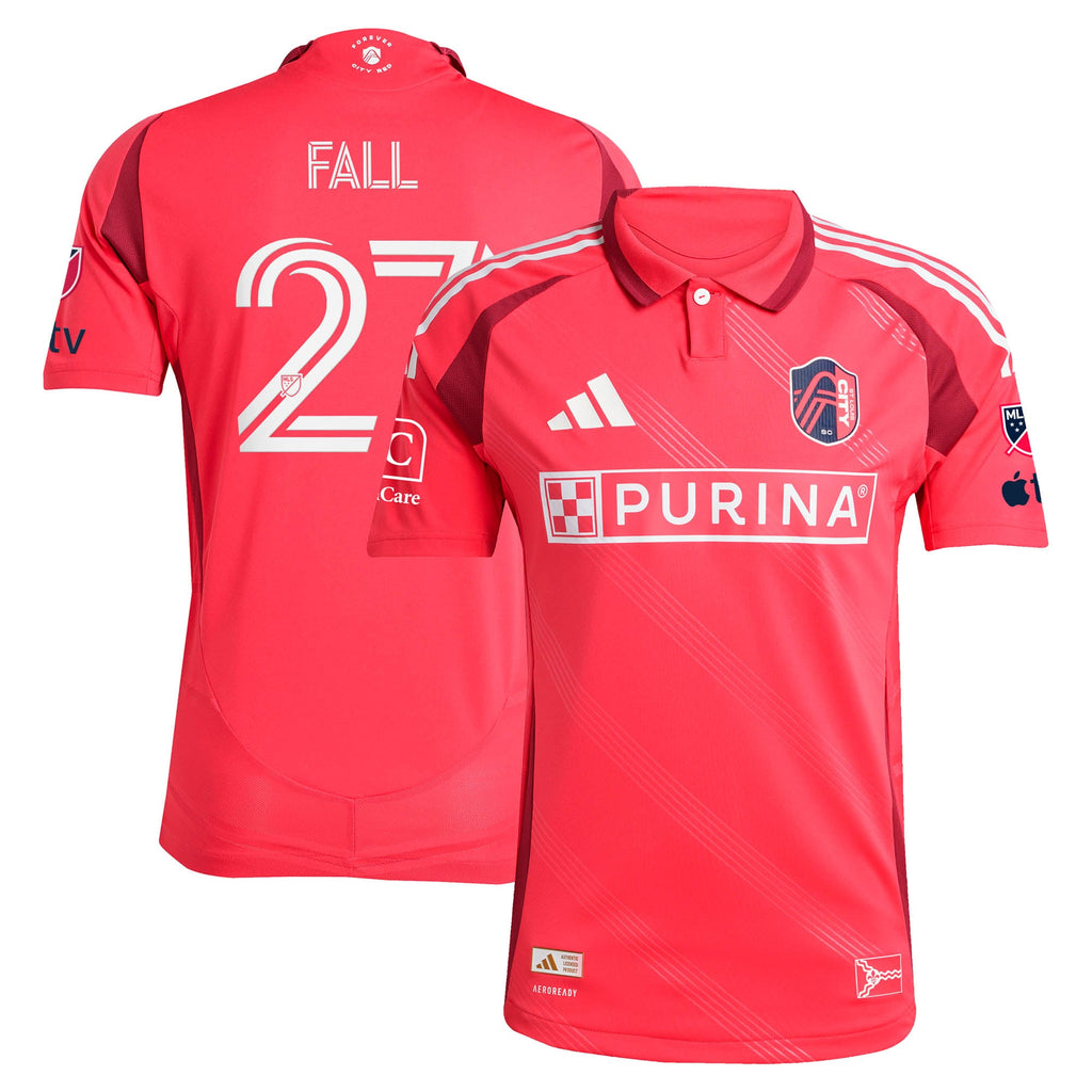 Men's St. Louis CITY SC Fallou Fall Red 2025 Forever CITY Red On-Field Authentic Jersey