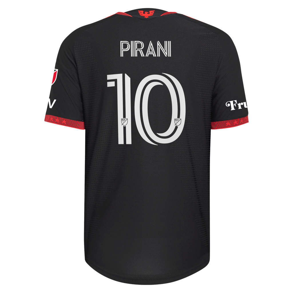 Men's D.C. United Gabriel Pirani Black 2026 Black-and-Red Kit On-Field Authentic Patch Jersey