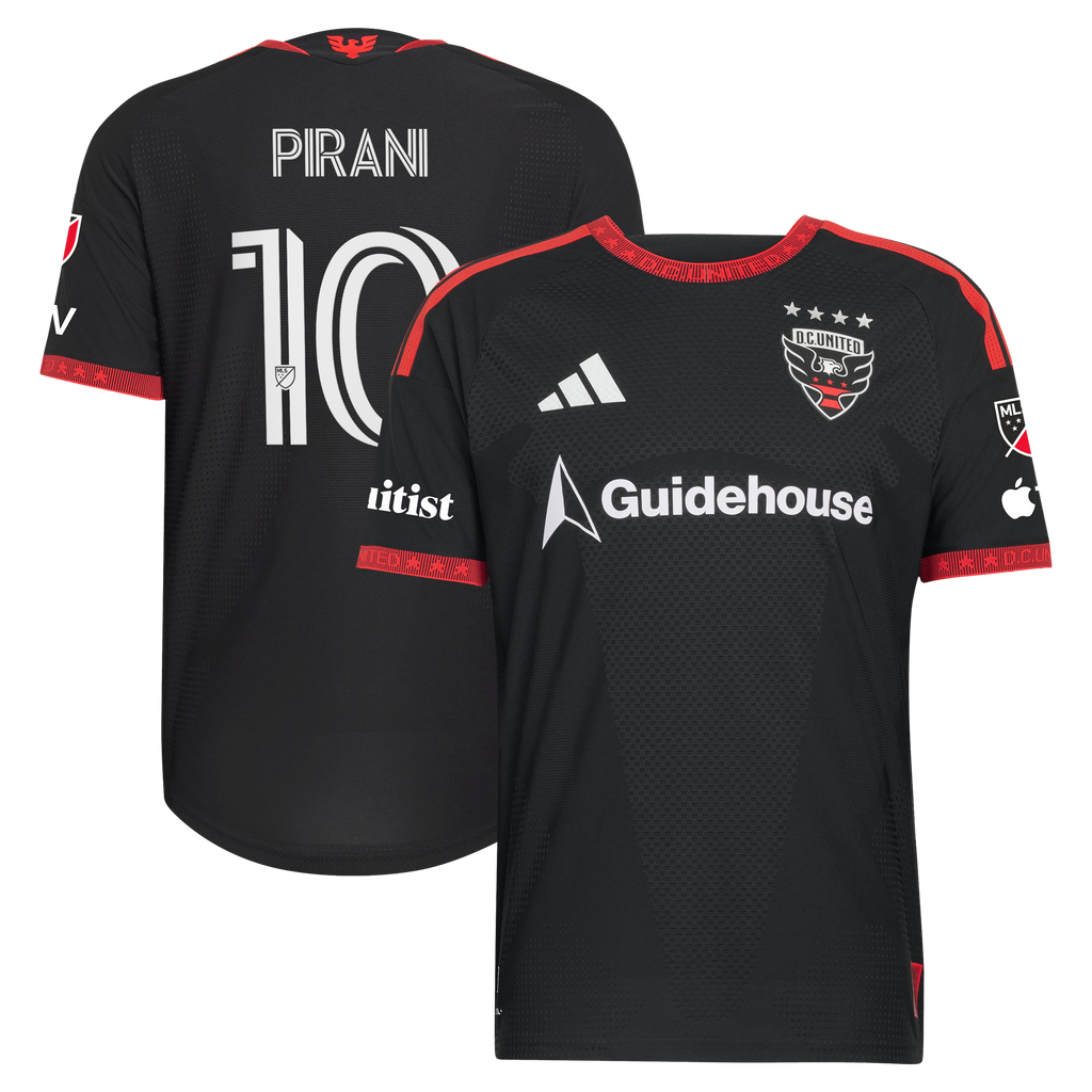 Men's D.C. United Gabriel Pirani Black 2026 Black-and-Red Kit On-Field Authentic Patch Jersey
