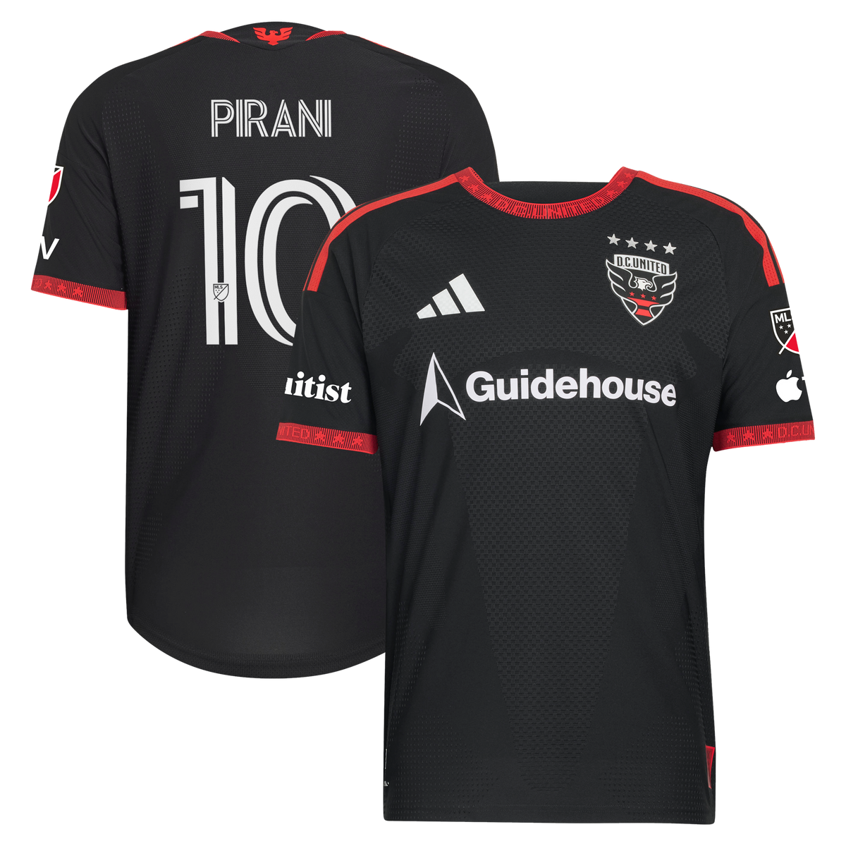 Men's D.C. United Gabriel Pirani Black 2026 Black-and-Red Kit On-Field Authentic Patch Jersey