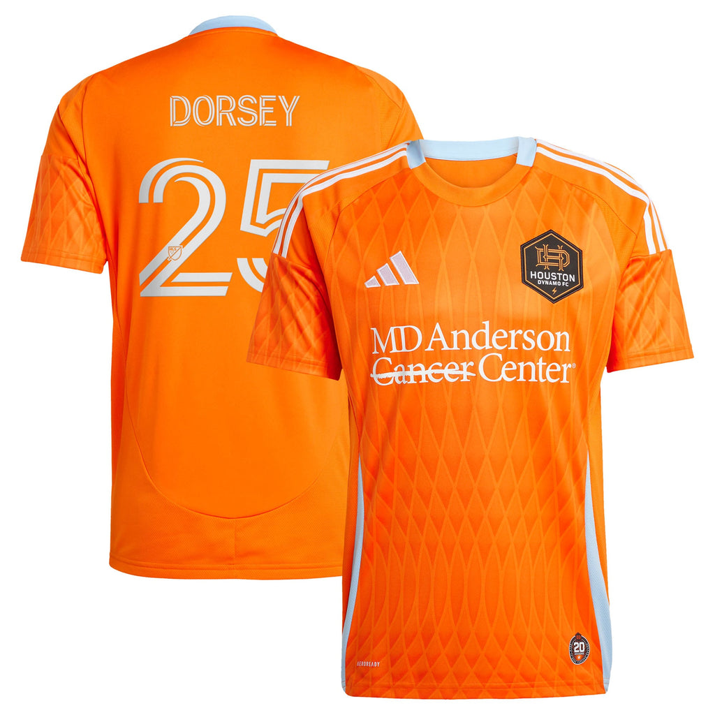 Men's Houston Dynamo FC Griffin Dorsey Orange 2025 Season 20 Replica Player Jersey