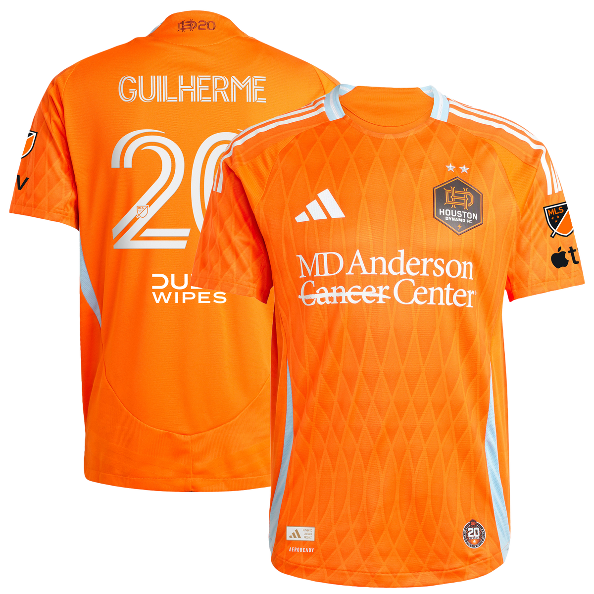 Men's Houston Dynamo FC Guilherme Augusto Vieira dos Santos Orange 2025 Season 20 On-Field Authentic Jersey
