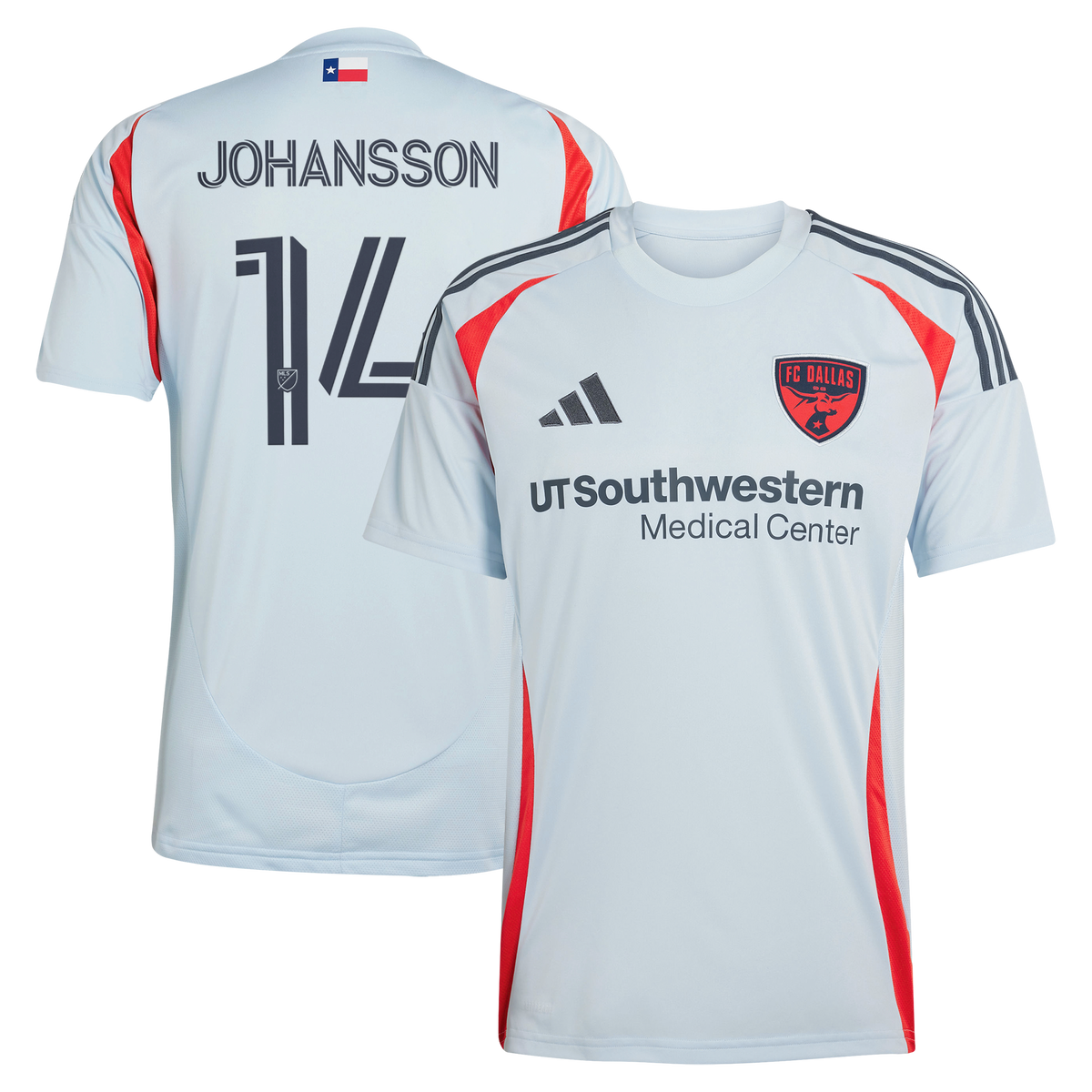 Men's FC Dallas Herman Johansson Light Blue 2025 The Inferno Kit Replica Jersey