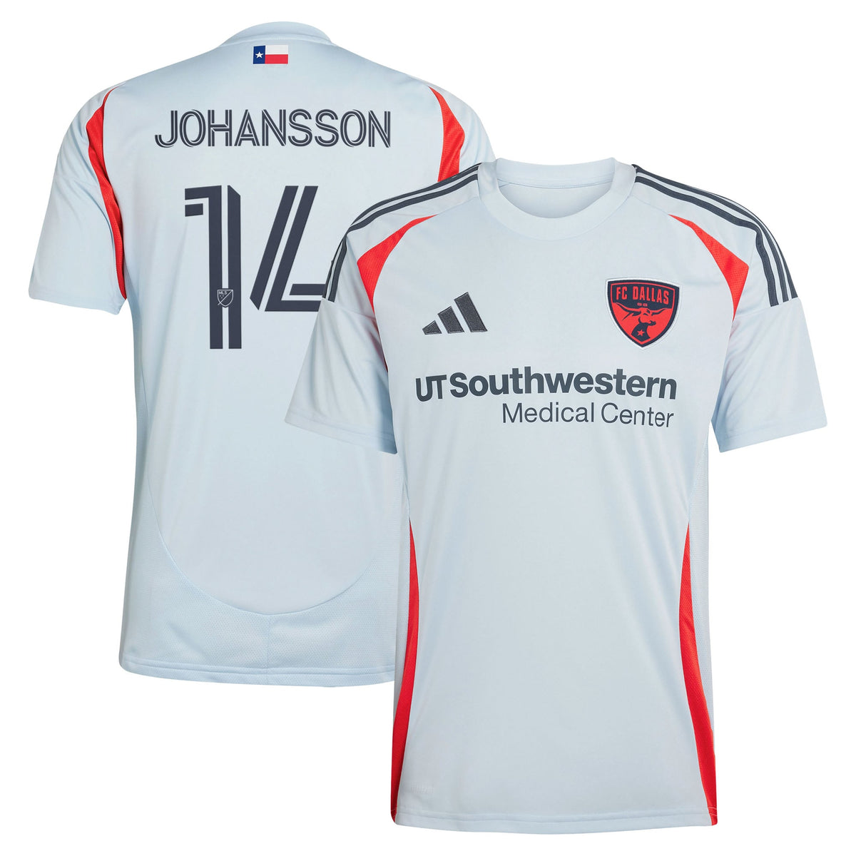 Men's FC Dallas Herman Johansson Light Blue 2025 The Inferno Kit Replica Jersey
