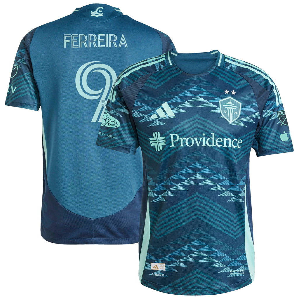 Men's Seattle Sounders FC Jesus Ferreira Blue 2025 The Salish Sea Kit Authentic Player Jersey