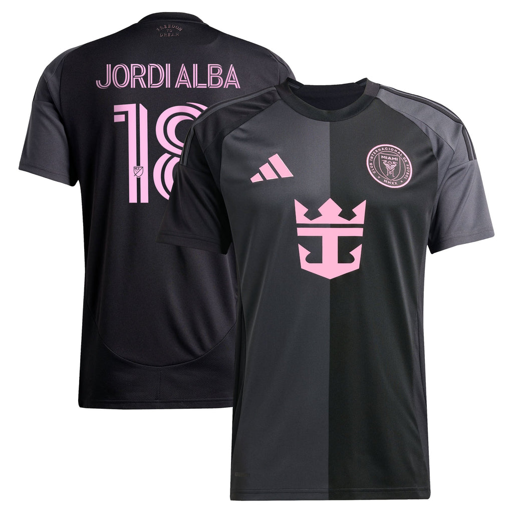 Men's Inter Miami CF Jordi Alba Ramos Black 2025 The Fortitude Kit Replica Player Jersey
