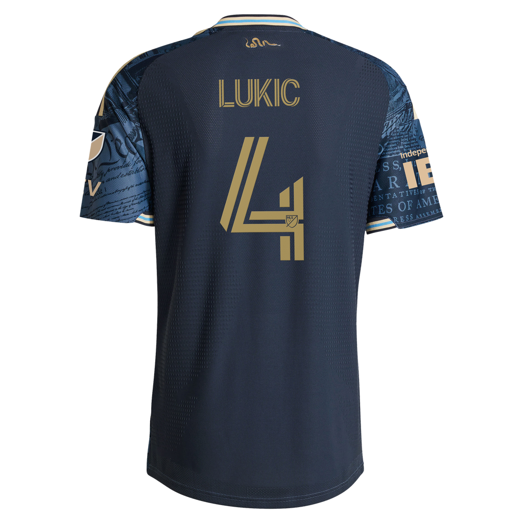 Men's Philadelphia Union Jovan Lukić Navy 2026 1776 Kit On-Field Authentic Patch Jersey