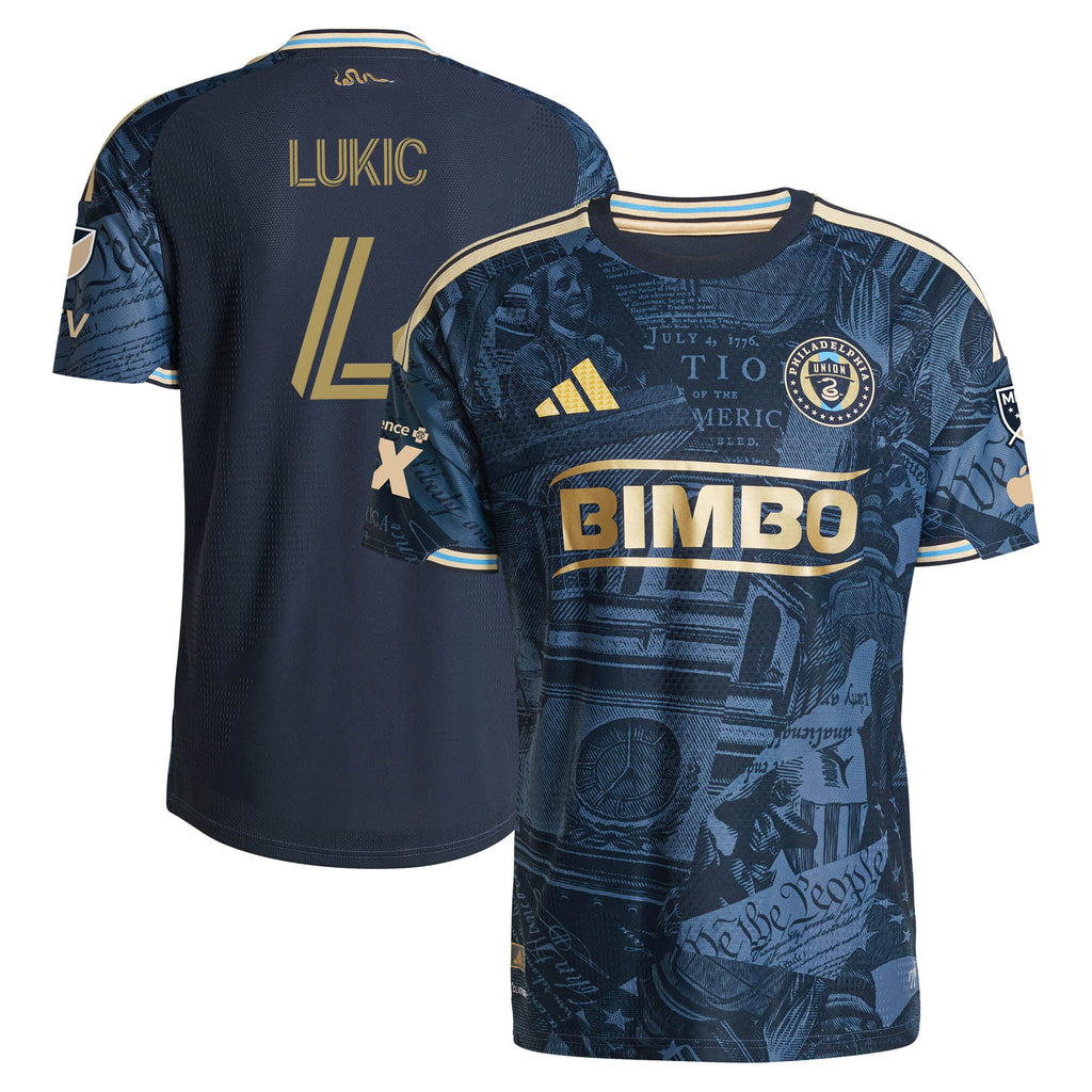 Men's Philadelphia Union Jovan Lukić Navy 2026 1776 Kit On-Field Authentic Patch Jersey