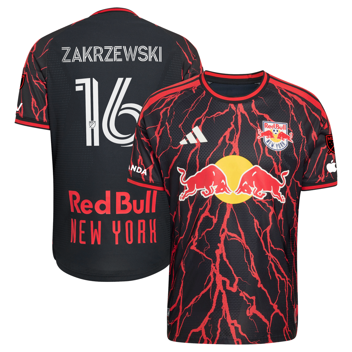 Men's New York Red Bulls Julian Hall Black 2026 The Rooted Kit On-Field Authentic Patch Jersey