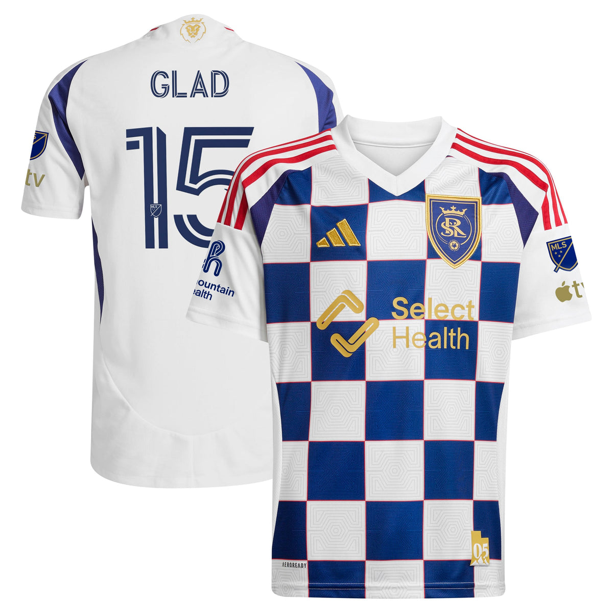 Men's Real Salt Lake Justen Glad White 2025 Grid City On-Field Authentic Jersey