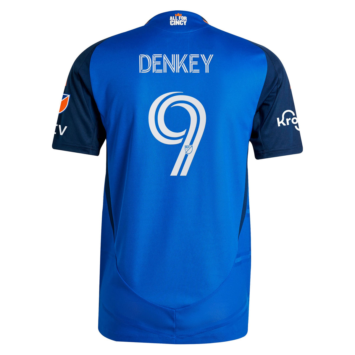 Men's FC Cincinnati Kévin Denkey Blue 2025 Orange and Blue Legacy Kit Authentic Player Jersey