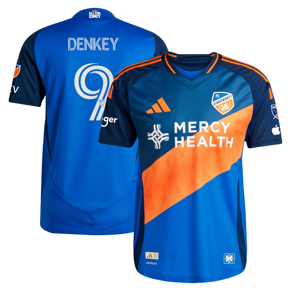 Men's FC Cincinnati Kévin Denkey Blue 2025 Orange and Blue Legacy Kit Authentic Player Jersey