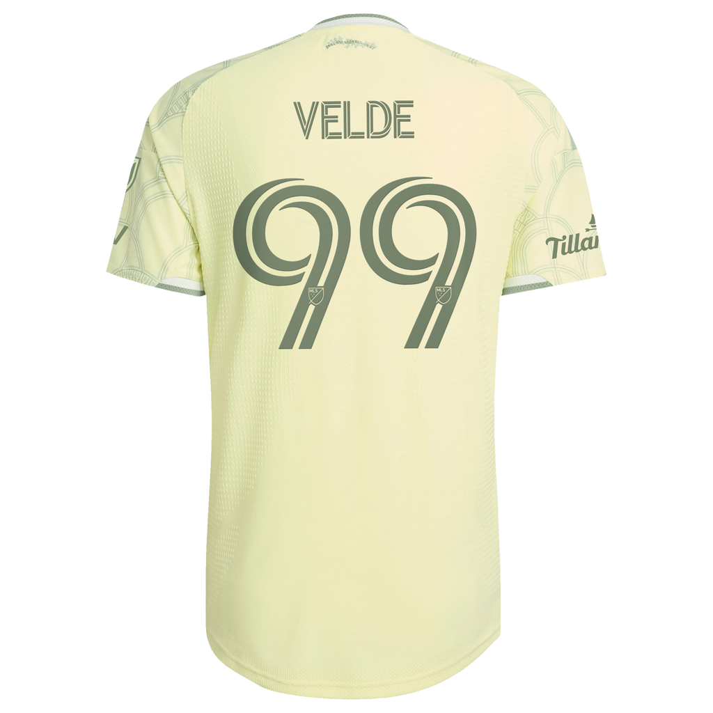 Men's Portland Timbers Kristoffer Velde Yellow 2026 Civic Stadium Kit On-Field Authentic Patch Jersey