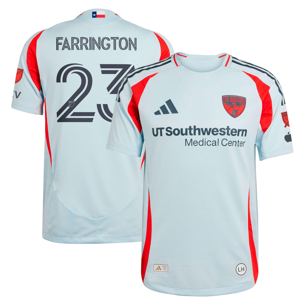 Men's FC Dallas Logan Farrington Light Blue 2025 The Inferno Kit Authentic Player Jersey