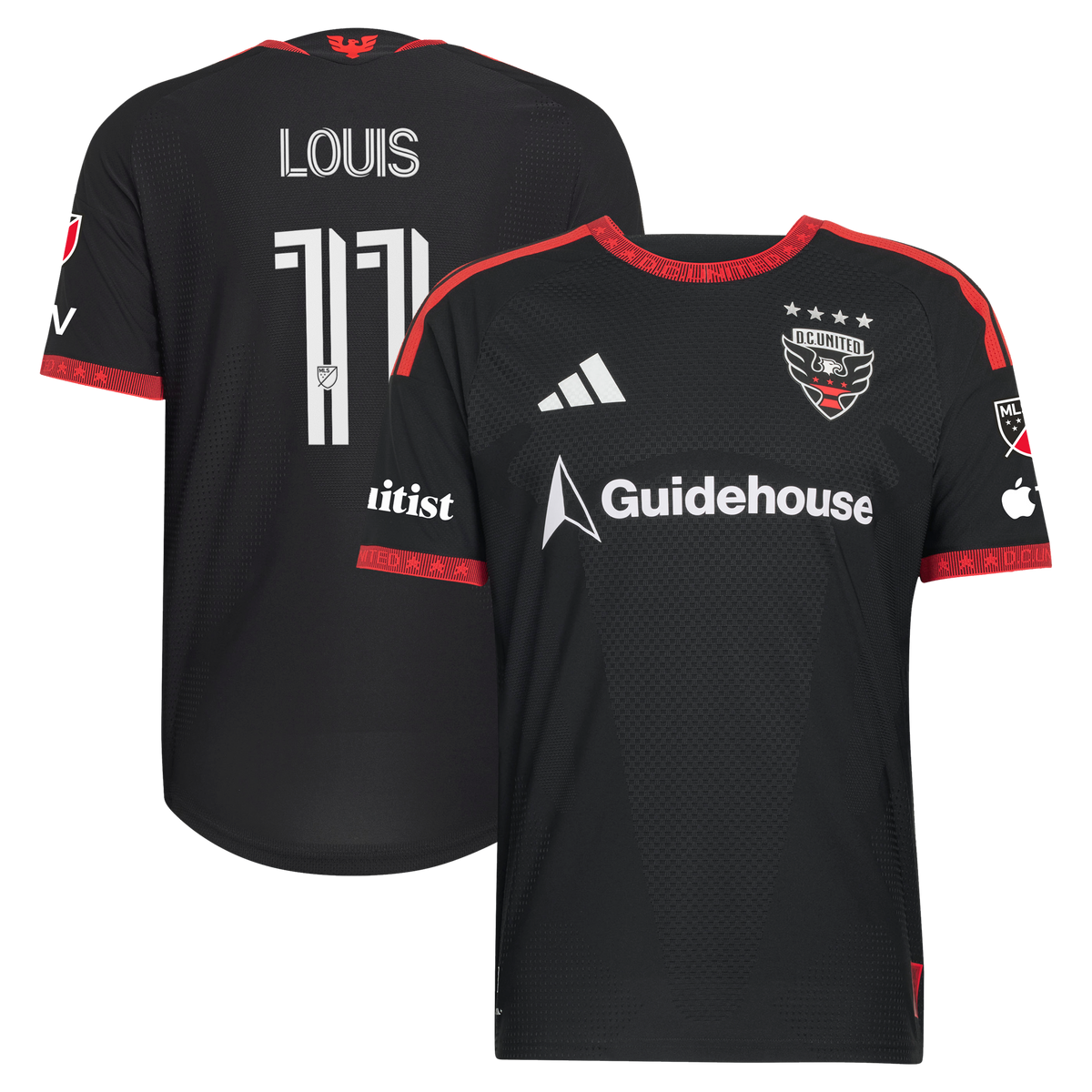 Men's D.C. United Louis Munteanu Black 2026 Black-and-Red Kit On-Field Authentic Patch Jersey