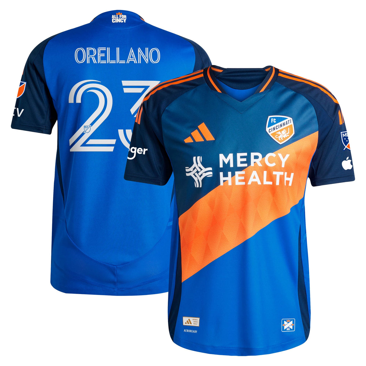 Men's FC Cincinnati Luca Orellano Blue 2025 Orange and Blue Legacy Kit Authentic Player Jersey