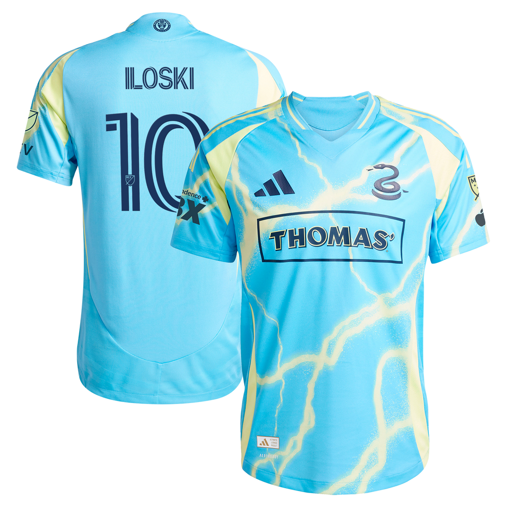 Men's Philadelphia Union Milan Iloski Blue 2025 The Voltage Kit On-Field Authentic Jersey