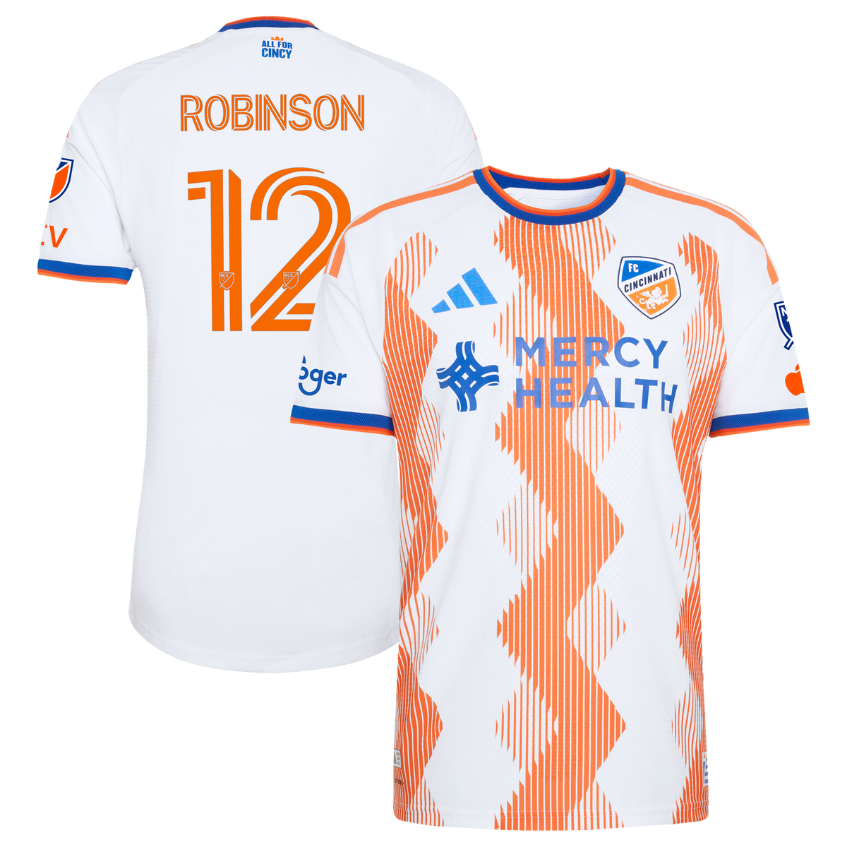 Men's FC Cincinnati Miles Robinson White 2026 The Seven Hills Kit On-Field Authentic Patch Jersey
