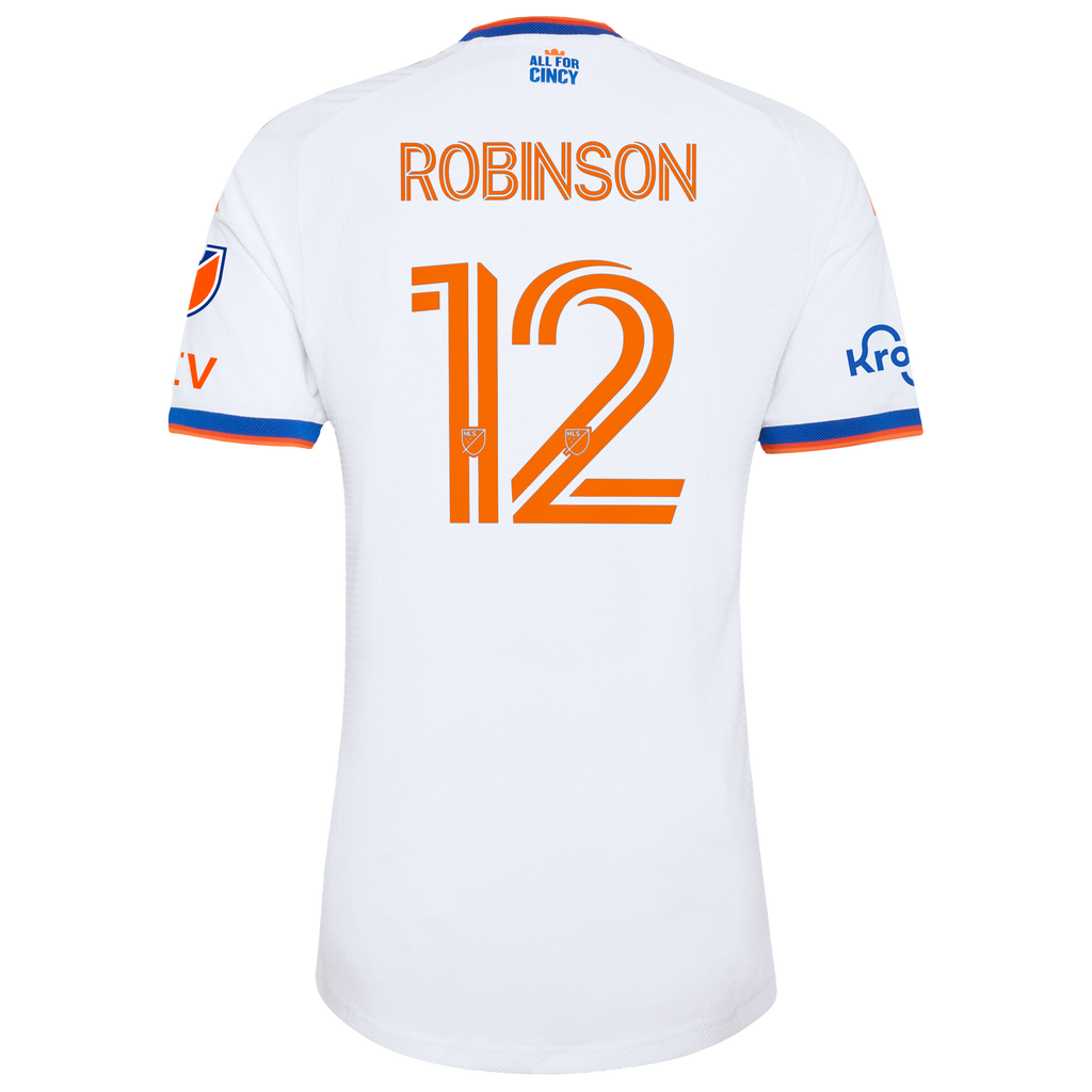 Men's FC Cincinnati Miles Robinson White 2026 The Seven Hills Kit On-Field Authentic Patch Jersey